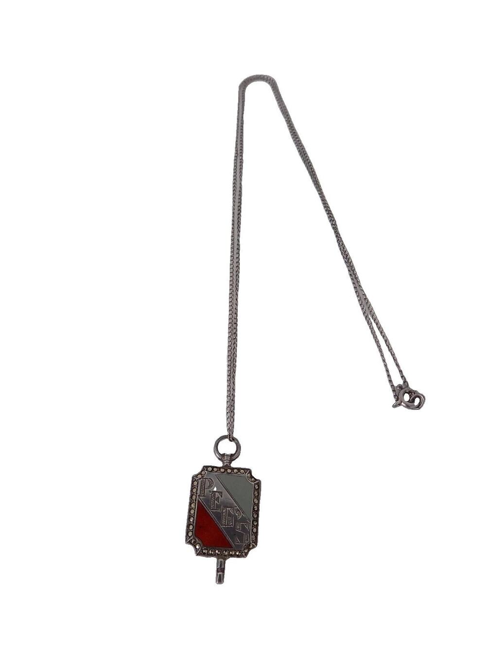 Vintage PEG'S Sisterhood Sorority sterling silver pendant and chain necklace